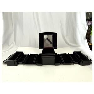 Vintage 1980s The Jewel Kit Expandable Fold-Out Jewelry Box Black USA Made